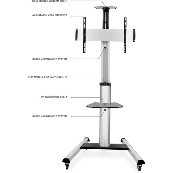 Mount-It Mount-It! Heavy Duty Mobile TV Cart, MI-875 - 110 lb Capacity - 4 Casters - MI-875