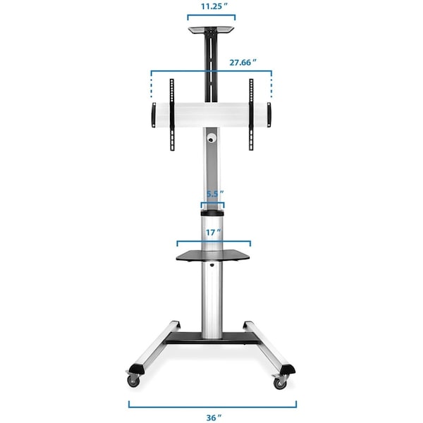 Mount-It Mount-It! Heavy Duty Mobile TV Cart, MI-875 - 110 lb Capacity - 4 Casters - MI-875
