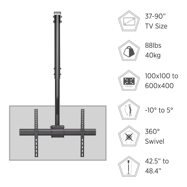 Promounts Ceiling TV Mount for TVs 37 in. - 90 in. Up to 88 lbs - UC-PRO310
