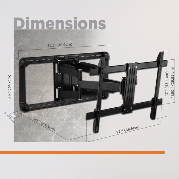 Promounts Full Motion TV Wall Mount for TVs 37 in. - 100 in. Up to 150 lbs - UA-PRO640