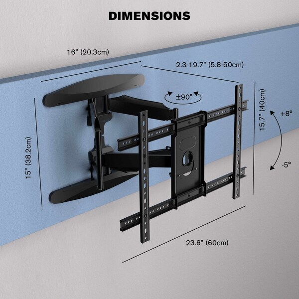 Promounts Full Motion TV Wall Mount for TVs 42 in. - 82 in. Up to 100 lbs - MA641