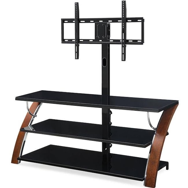 Ore International ORE International S4005-A 56.62 in. Elie Modern Concept Flat Panel Bentwood & Glass Tv Stand - S4005-A