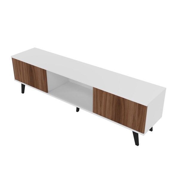 Manhattan Comfort Doyers 70.87 TV Stand, White and Nut Brown - 176AMC188