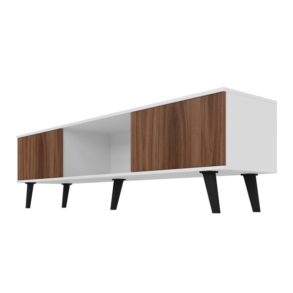 Manhattan Comfort Doyers 70.87 TV Stand, White and Nut Brown - 176AMC188