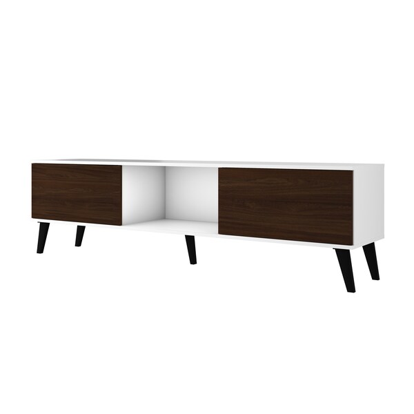 Manhattan Comfort Doyers 70.87 TV Stand, White and Nut Brown - 176AMC188