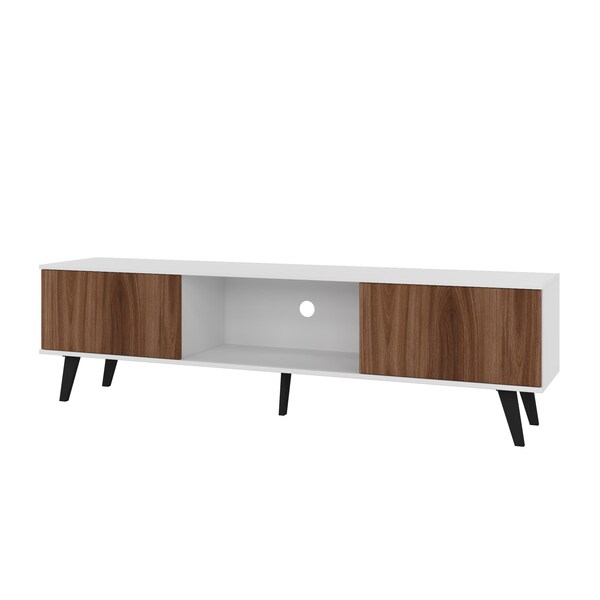 Manhattan Comfort Doyers 70.87 TV Stand, White and Nut Brown - 176AMC188