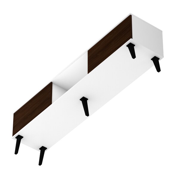 Manhattan Comfort Doyers 70.87 TV Stand, White and Nut Brown - 176AMC188
