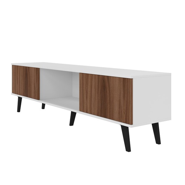 Manhattan Comfort Doyers 70.87 TV Stand, White and Nut Brown - 176AMC188