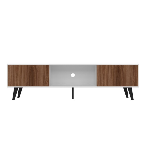 Manhattan Comfort Doyers 70.87 TV Stand, White and Nut Brown - 176AMC188