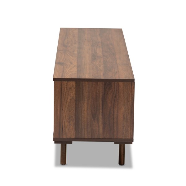 Baxton Studio Meike Two-Tone Walnut Brown and White Wood TV Stand - 169-10747