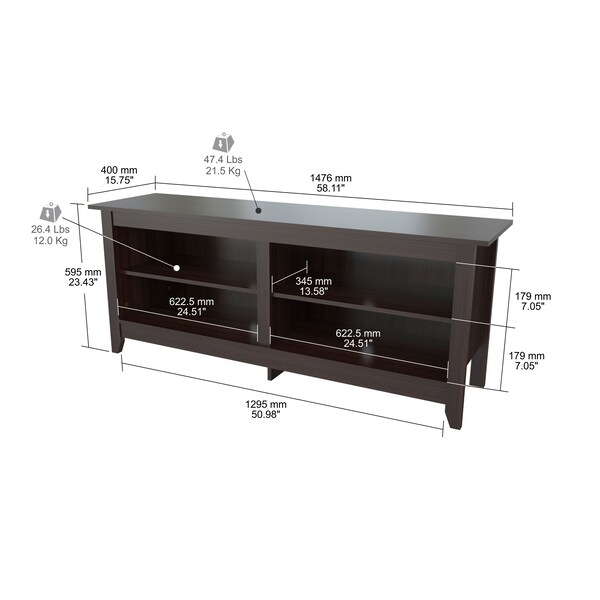 Inval TV Stand 58 in. W Espresso Fits TVs Up to 60 in. - MTV-19619
