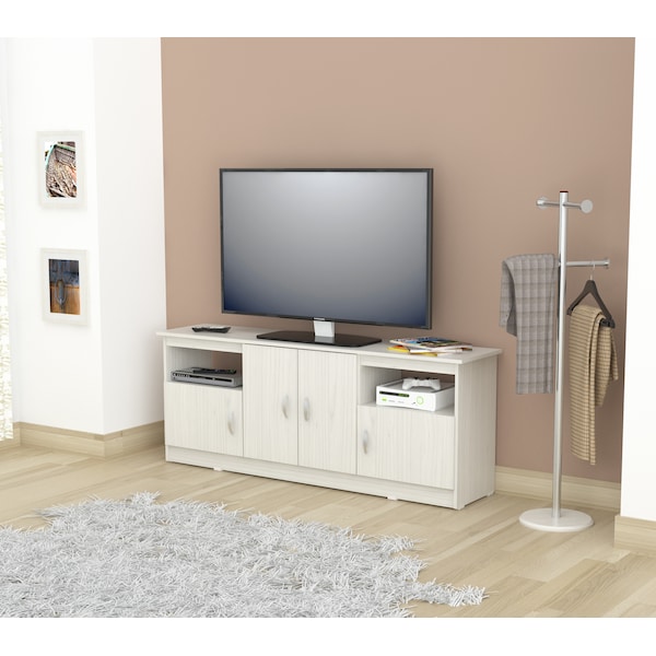 Inval TV Stand 63 in. W White Fits TVs Up to 60 in. with Storage Doors - MTV-17319