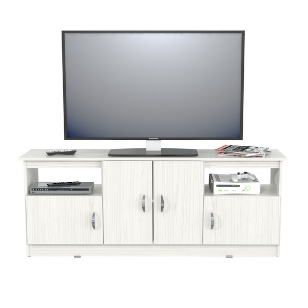 Inval TV Stand 63 in. W White Fits TVs Up to 60 in. with Storage Doors - MTV-17319