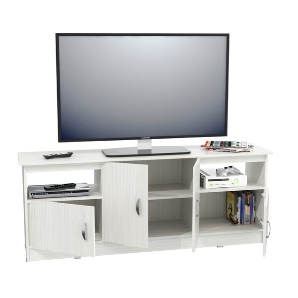 Inval TV Stand 63 in. W White Fits TVs Up to 60 in. with Storage Doors - MTV-17319