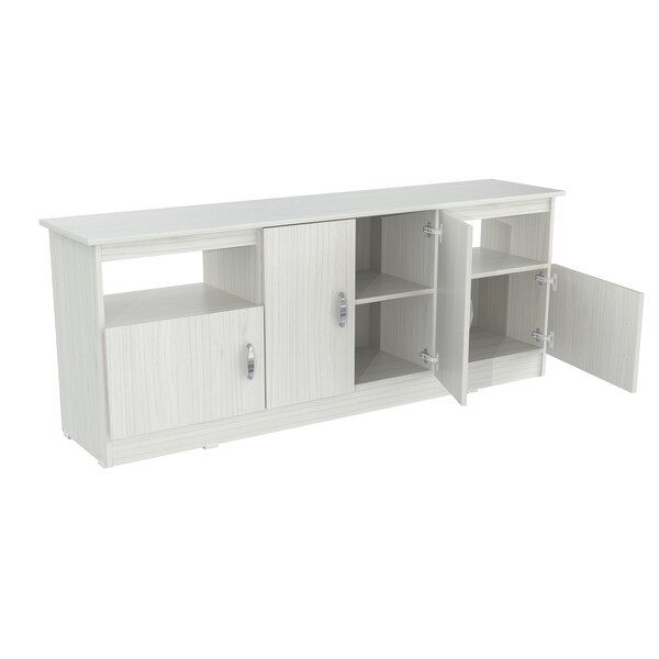 Inval TV Stand 63 in. W White Fits TVs Up to 60 in. with Storage Doors - MTV-17319