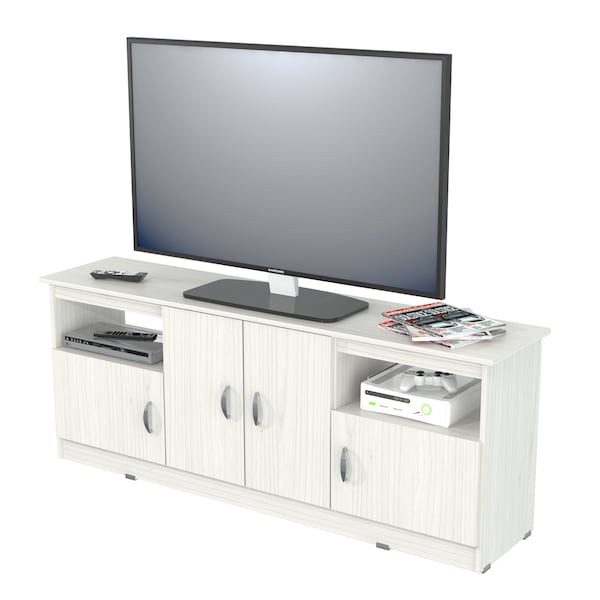Inval TV Stand 63 in. W White Fits TVs Up to 60 in. with Storage Doors - MTV-17319