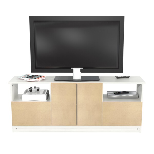Inval TV Stand 63 in. W White Fits TVs Up to 60 in. with Storage Doors - MTV-17319