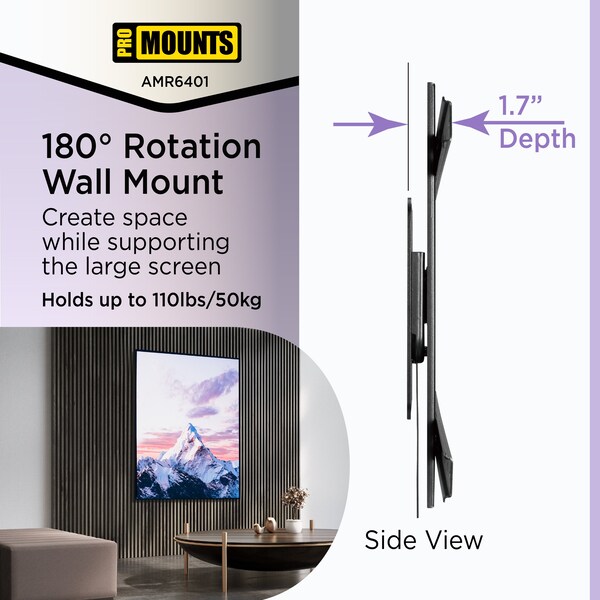 Promounts Rotating TV Wall Mount for TVs 37 in. - 85 in. Up to 110 lbs - AMR6401