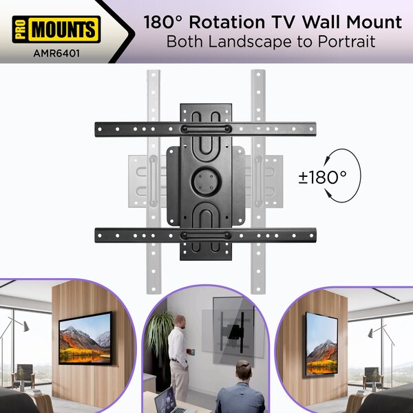Promounts Rotating TV Wall Mount for TVs 37 in. - 85 in. Up to 110 lbs - AMR6401