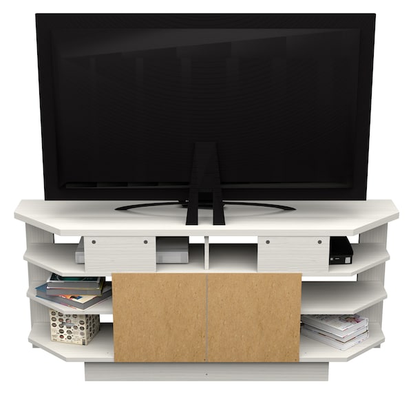 Inval Corner TV Stand 59.1 in. W Washed Oak Fits TVs up to 60 in. - MTV-21619