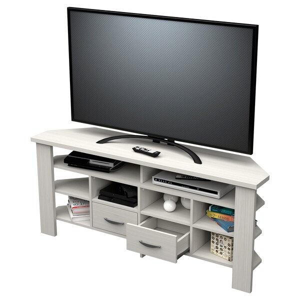 Inval Corner TV Stand 59.1 in. W Washed Oak Fits TVs up to 60 in. - MTV-21619