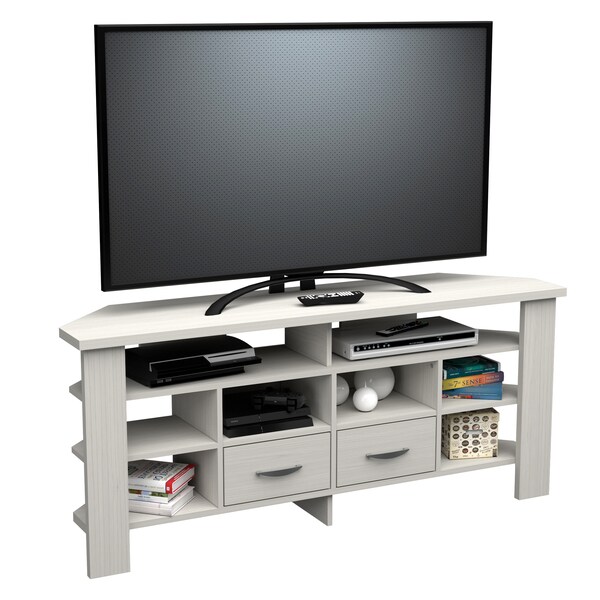 Inval Corner TV Stand 59.1 in. W Washed Oak Fits TVs up to 60 in. - MTV-21619