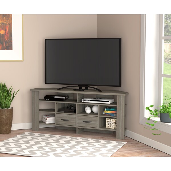 Inval Corner TV Stand 59.1 in. W Smoke Oak Fits TVs up to 60 in. - MTV-21319