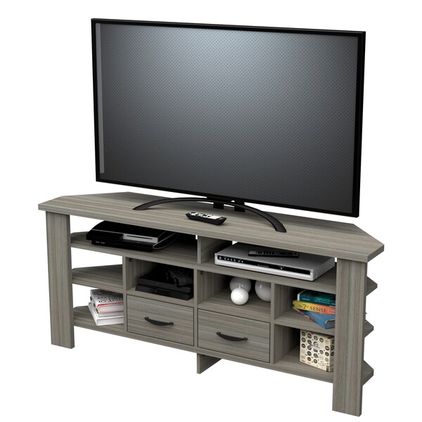 Inval Corner TV Stand 59.1 in. W Smoke Oak Fits TVs up to 60 in. - MTV-21319