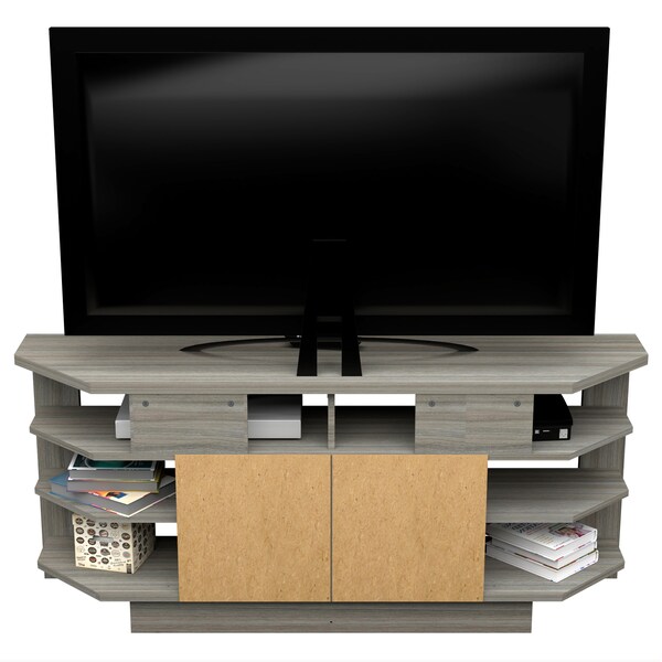 Inval Corner TV Stand 59.1 in. W Smoke Oak Fits TVs up to 60 in. - MTV-21319