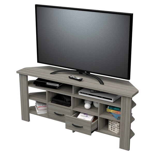 Inval Corner TV Stand 59.1 in. W Smoke Oak Fits TVs up to 60 in. - MTV-21319
