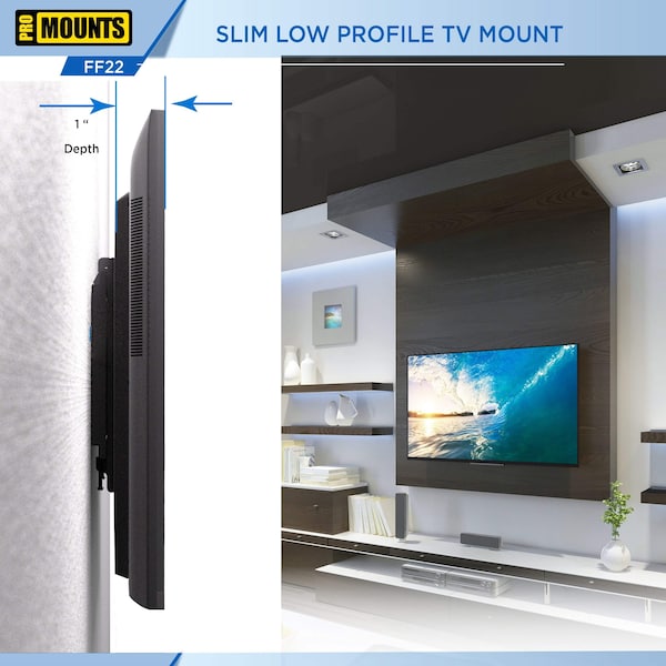 Promounts Flat TV Wall Mount for TVs 13 in. - 47 in. Up to 55 lbs - FF22