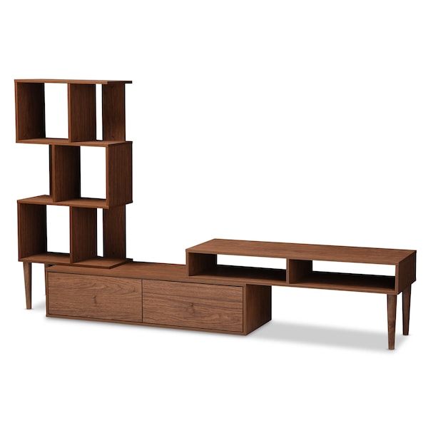 Baxton Studio Haversham Mid-century TV Stand Entertainment Center and Display Unit - 121-6784