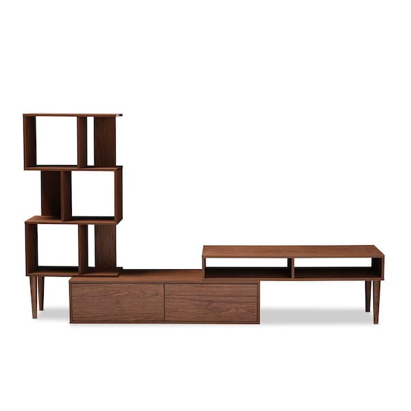 Baxton Studio Haversham Mid-century TV Stand Entertainment Center and Display Unit - 121-6784