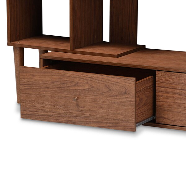 Baxton Studio Haversham Mid-century TV Stand Entertainment Center and Display Unit - 121-6784
