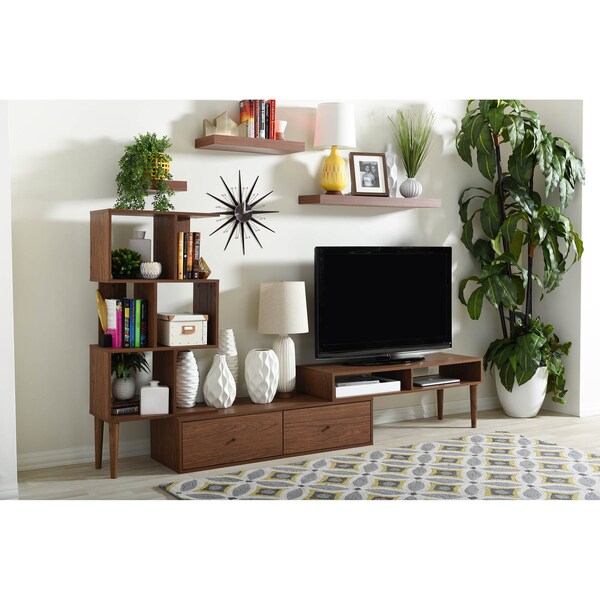 Baxton Studio Haversham Mid-century TV Stand Entertainment Center and Display Unit - 121-6784