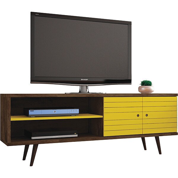 Manhattan Comfort TV Stand, Mid Century, Yellow, 62.99" - 201AMC94