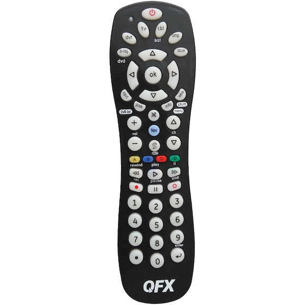Qfx Universal 6-in-1 Remote with Glow-in-the-Dark Buttons - REM-6