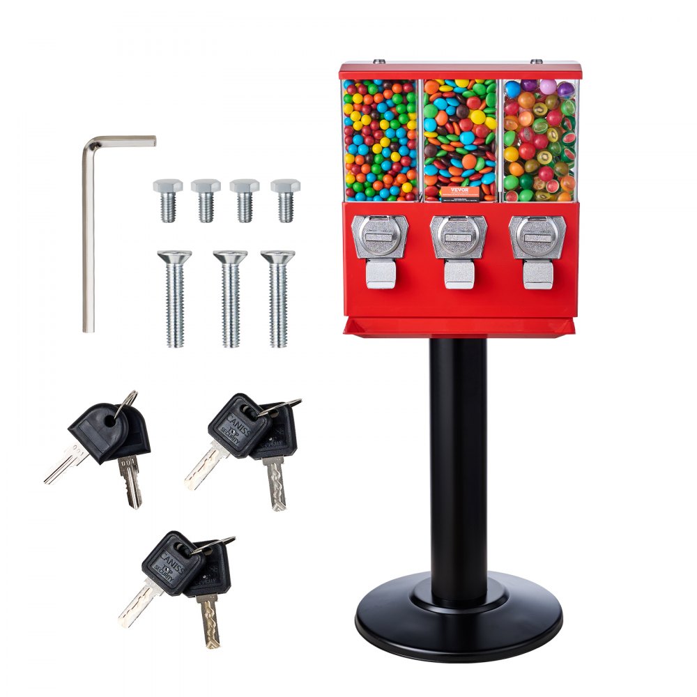 VEVOR Gumball Machine with Stand Vending Coin Bank Vintage Candy Dispenser Red - LSTGFMJ3HS00B9I46V0