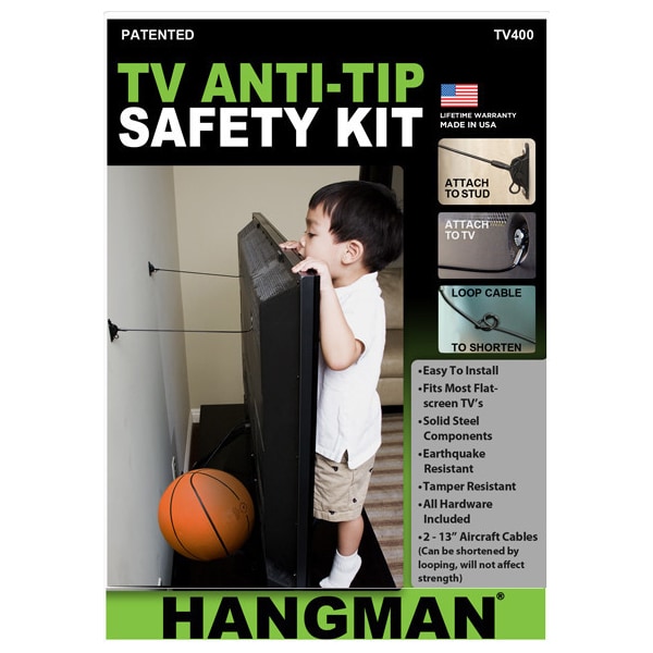 Electriduct Anti-Tip Kit for Flatscreen TV- Hangman Products - TV400-B