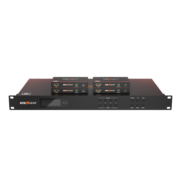 Bzbgear 4x4 4K UHD Seamless HDMI Matrix Switcher/Video Wall Processor/MultiViewer W/ 4xReceiver Kit - BG-4K-VP44PRO