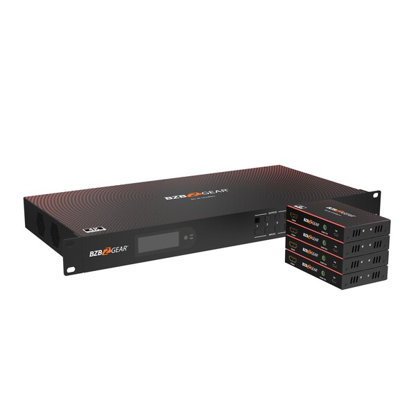 Bzbgear 4x4 4K UHD Seamless HDMI Matrix Switcher/Video Wall Processor/MultiViewer W/ 4xReceiver Kit - BG-4K-VP44PRO