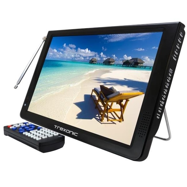 Trexonic Trexonic TR-D12 12 in. Portable Ultra Lightweight Rechargeable Widescreen LED TV - TR-D12