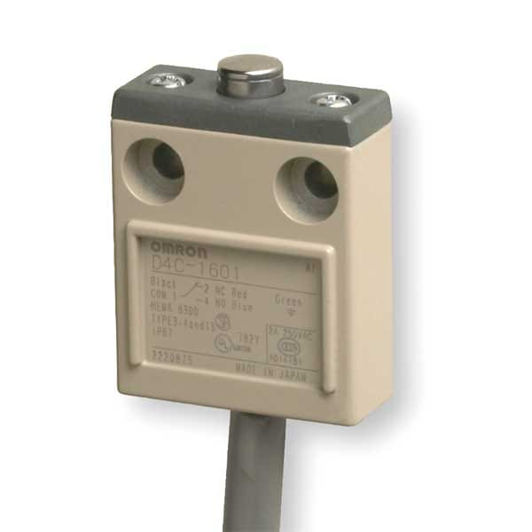 Interruptor de límite Omron, émbolo, SPDT, 5A @ 240V CA, Ubicación del actuador: Superior - D4C1601