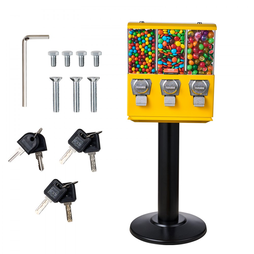 VEVOR Gumball Machine Vending Coin Bank Vintage Candy Dispenser Stand Yellow - LSTGFMJ3HS00H5DSBV0