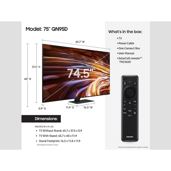 Samsung 75 Neo QLED 4K QN95D Series - QN75QN95DAFXZA