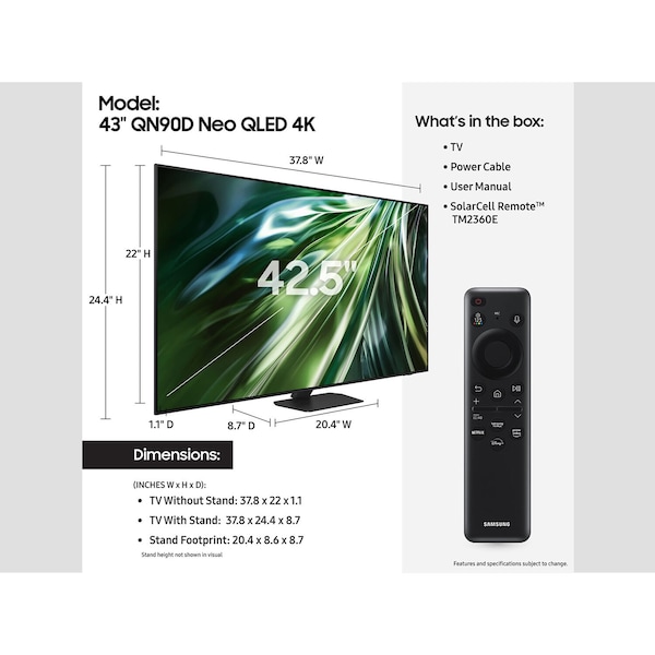 Samsung 43in Class Neo QLED 4K QN90D Series - QN43QN90DAFXZA