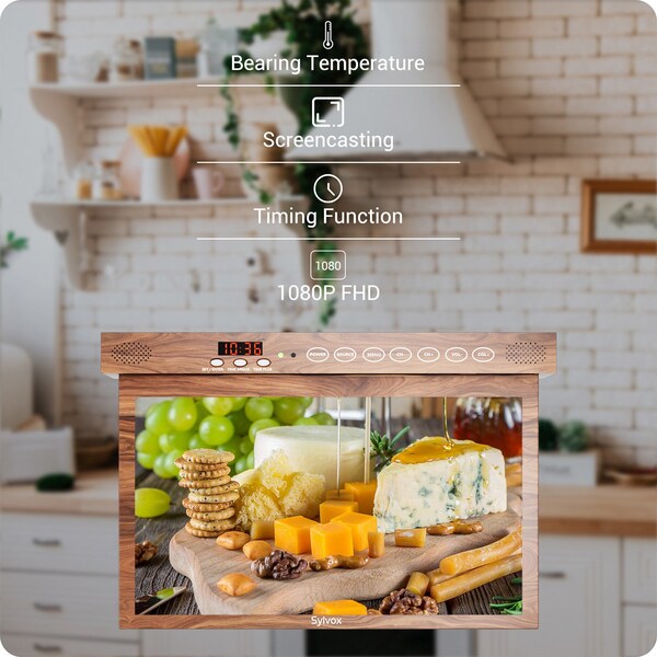 Sylvox 15.6in Smart Under Cabinet TV for Kitchen Wood - KT16A0KHGA-W