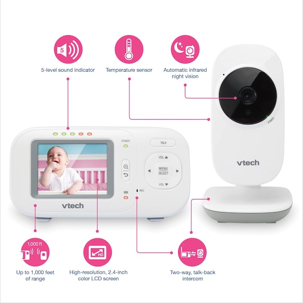 Vtech Full-Color 2.4" Digital Video Baby Monitor and Automatic Night Vision - VM2251