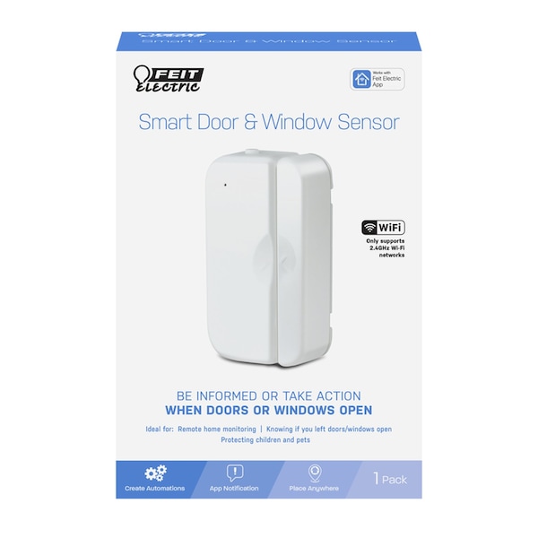 Feit Electric Feit Smart Home Battery Powered Indoor White Smart-Enabled Door and Window Sensor - MOT/DOORWIFIBAT