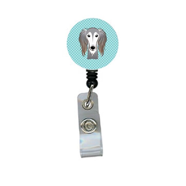 Carolines Treasures Checkerboard Blue Saluki Retractable Badge Reel - BB1167BR